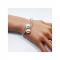 Generic 1 Line Silver & Pearl Bling Bracelet, Small Stone Jewelry Bangle Wedding Jewelry