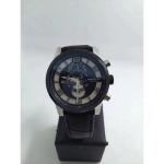 Fashion Flyback Black & White Dial Leather Strap Watch