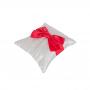 Generic White With A Red Ribbon Matt Satin Wedding Ring Cushion