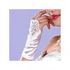 Generic White Lace Finger-less Wedding Bridal Wrist length Gloves With Pearl beads