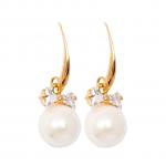 Generic Gold Coated With Off White Pearl Butterfly Bow Earrings