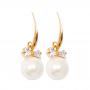 Generic Gold Coated With Off White Pearl Butterfly Bow Earrings