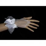 Generic White Gauze Gloves With Bow knot Vintage Lace Wrist Short Finger Length Women Bridal Wedding Gloves