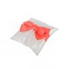 Generic White With A Coral Ribbon Matt Satin Wedding Ring Cushion