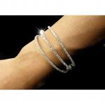 Generic 3 Line Silver Plated Sprung Diamante Bling Bracelet, Small Stone Jewelry Bangle Wedding Jewelry
