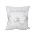 Generic White Ring Cushion With Silver Embroidery (Forever & Always)