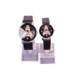 Fashion Couple Wrist Watch Casual PU Leather Round Dial Watch-Black