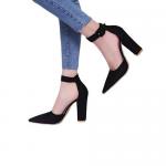 Ladies Closed Ankle Strap Chunky Heels