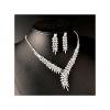Generic Silver Rhinestone Bridal Jewelry Wedding Necklace Earring Crystal Necklace Set