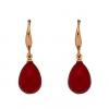 Generic Red Ruby Pearl Drop Earrings With Gold Hook