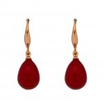 Generic Red Ruby Pearl Drop Earrings With Gold Hook