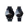 Generic couple Quartz Dial Clock Leather Wrist Watch Black