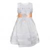Generic White Girls` Dress With A Peach Petal Ribbon Belt