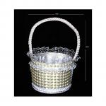 Generic White With Pearls Flower Girl Basket