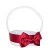 Generic White And Burgundy Bow Matt Satin Flower Girls` Basket