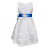 Generic White Girls` Dress With An Electric Blue Ribbon Belt