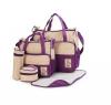 Bear Club 5 PCs Diaper Bag, Waterproof Nappy Bag For Travel - Purple