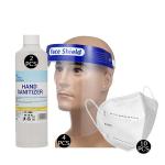 Face shield(4 pcs), 1 Box - KN95 face mask(10pcs), 500ml Hand Sanitizer(2 pcs)