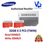 Generic Twin Pack Samsung Micro SDHC Evo PLUS UHS-I Card 32GB 95MB/s With SD ADAPTER Class 10 GDMALL