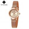 WWOOR Women Top Brand Luxury Stainless Steel Mesh Band Casual Business Quartz Rose Gold watch