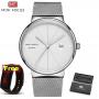Mini Focus Men Watches Luxury Brand Quartz Clock Ultra Thin Blue Mesh Strap Date Display Fashion Concise Wristwatch MF0176G(SILVER  PLUS-ORIGINA)