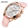 Megir Women`s Leisure Quartz Watches Leather Strap Waterproof Chronograph Wristwatch Lady Relogios Femininos  2115