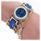 Generic Women Diamond Braided Hand Strap Quartz Watch(Blue)