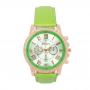 Generic Green PU Leather Strap Women`s Geneva Watch.