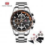 Mini Focus Watches Men Top Brand Luxury Stainless Steel Chronograph Wrist Watch Mens Military Clock men WristWatch Man 2019(full silver box)