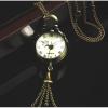 Duoya Vintage Bronze Quartz Ball Glass Pocket Watch Necklace Chain Steampunk