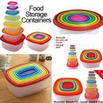 7 Pcs Set Colourful Food Storage Containers multi- coloured Square