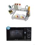 Quality Microwave + Two Tier Stainless Steel Dish Rack