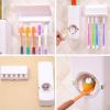 Toothpaste dispenser with 5 toothbrush holder