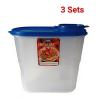 3Pcs Cereal containers Storage Jar Container white + Blue