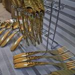 Golden Stainless Steel Cutlery Set With Rack