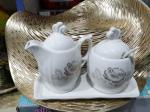 High Quality Ceramic sugar dish, milk pot and tray