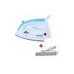 Scarlett Iron Box - 1200W with 5- way socket extension cable - White & Blue