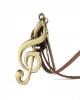 Rock pendant leather chain brown one size
