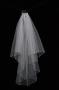 White Pearl Wedding Veil With Seed Beads Waist Length