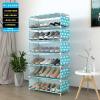 7 Tiers Shoe Rack With Dustproof Cover Closet Shoe Storage Cabinet Organizer - Blue