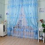 Generic Floral Tulle Voile Door Window Curtain Drape Panel Sheer Scarf Valances Divider-Blue