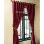 Generic Curtains With Sheers 3pcs Set Maroon
