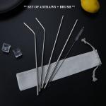 Generic Metal Straws, 10.5" Set Of 4 Reusable Stainless Steel Straws