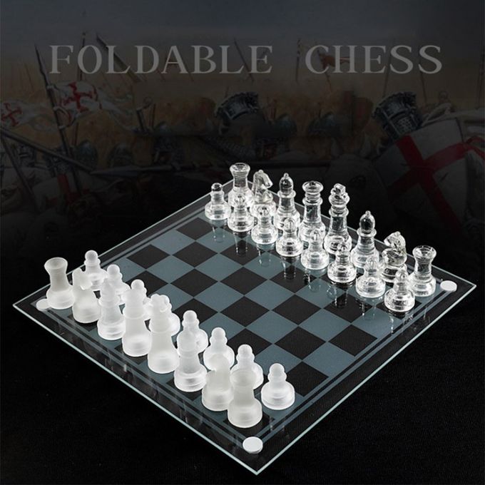 BOARD GAME GLASS CHESS SET BEAUTIFUL UNIQUE GIFT 32 PIECES ADULTS KIDS
